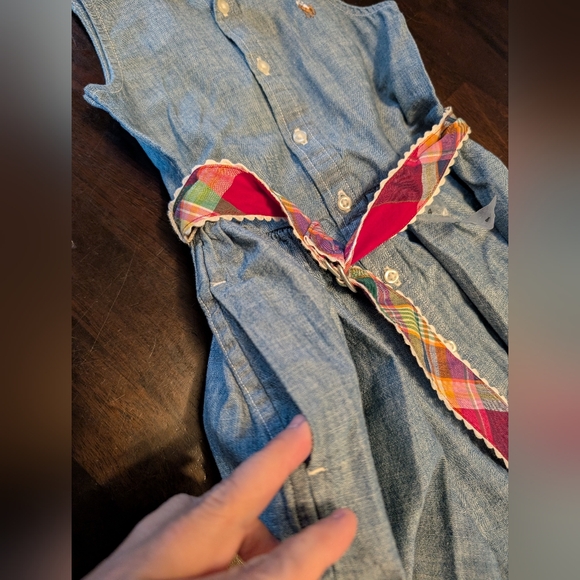 Polo Ralph Lauren Girls' Belted Chambray Shirt Dress - Size 4 - Picture 8 of 9
